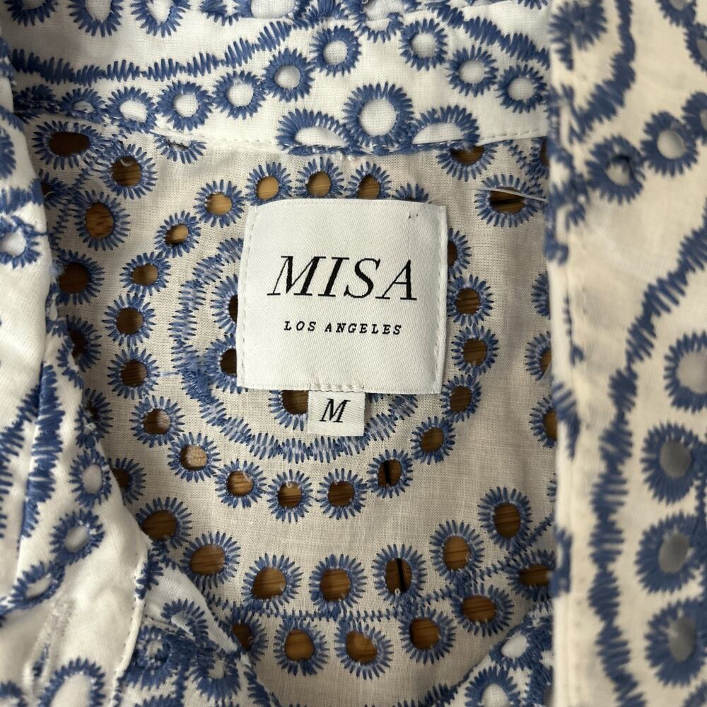 MISA Los Angeles Lucia Blue Midi Dress Cottage Feminine Resort Vacation NWT Sz M - Picture 4 of 6